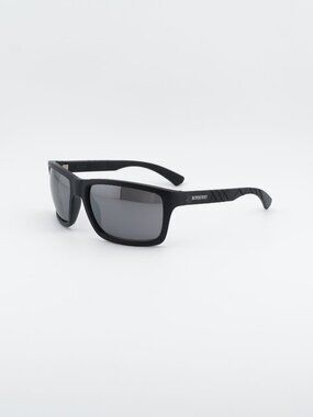 Burberry BE4483 34646G Sunglasses Black Rectangle Frame, Grey Mirror Lenses